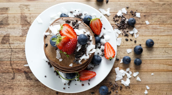 Choc Blueberry Protein Pancakes