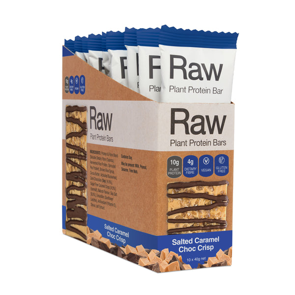 Raw Plant Protein Bars Salted Caramel Choc Crisp - 10 Pack