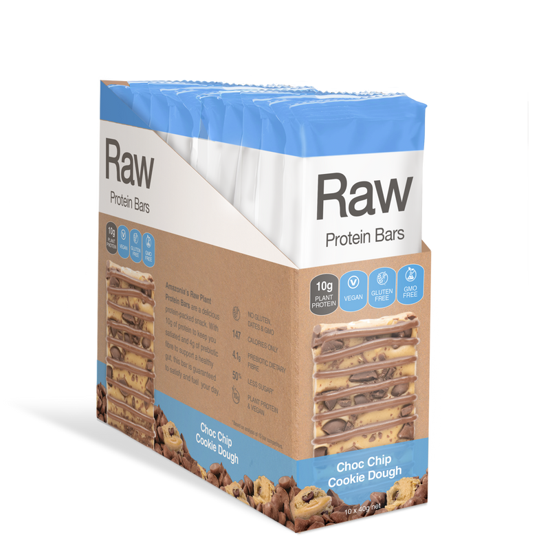 Raw Plant Protein Bars Choc Chip Cookie Dough - 10 Pack